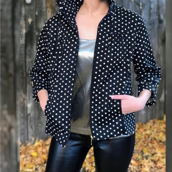 Studio Works Polka Dots Zippered Black Jacket.  Size S - Picture 1 of 8
